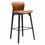 DAN-FORM Paragon barstol, med ryggstöd och fotstöd - vintage ljusbrunt konstläder och svart ask.