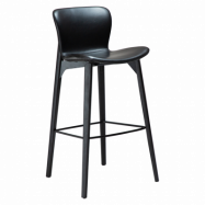 DAN-FORM Paragon barstol, med ryggstöd och fotstöd - vintage svart konstläder och svart ask.
