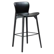 DAN-FORM Paragon barstol, med ryggstöd och fotstöd - vintage svart konstläder och svart ask.