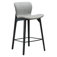 DAN-FORM Paragon bänkstol, med ryggstöd och fotstöd - brunt bouclétyg och svart ask.