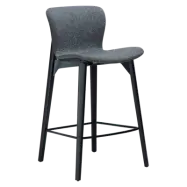 DAN-FORM Paragon bänkstol, med ryggstöd och fotstöd - grått bouclétyg och svart ask