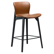 DAN-FORM Paragon bänkstol, med ryggstöd och fotstöd - vintage ljusbrunt konstläder och svart ask.