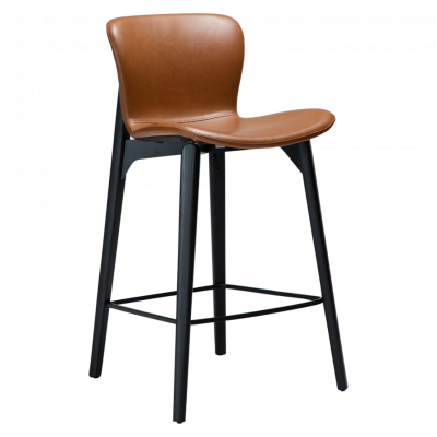 DAN-FORM Paragon bänkstol, med ryggstöd och fotstöd - vintage ljusbrunt konstläder och svart ask.