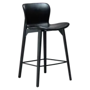 DAN-FORM Paragon bänkstol, med ryggstöd och fotstöd - vintage svart konstläder och svart ask.