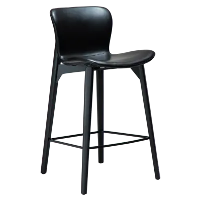 DAN-FORM Paragon bänkstol, med ryggstöd och fotstöd - vintage svart konstläder och svart ask.