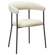 DAN-FORM Plenti fåtölj - benvit bouclétyg och svart stål