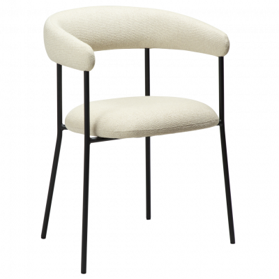 DAN-FORM Plenti fåtölj - benvit bouclétyg och svart stål