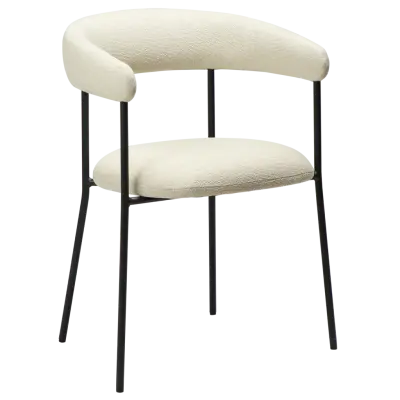 DAN-FORM Plenti fåtölj - benvit bouclétyg och svart stål