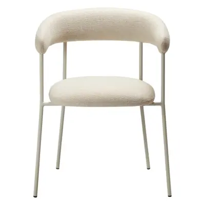 DAN-FORM Plenti fåtölj - benvitt bouclétyg och benvitt stål