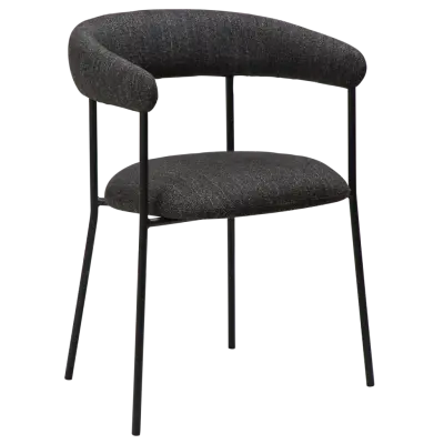 DAN-FORM Plenti fåtölj - svart bouclétyg och svart stål