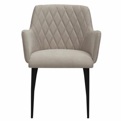 DAN-FORM Rombo Fåtölj, med Armstöd - Sandfärgat Tyg och och Svart Stål