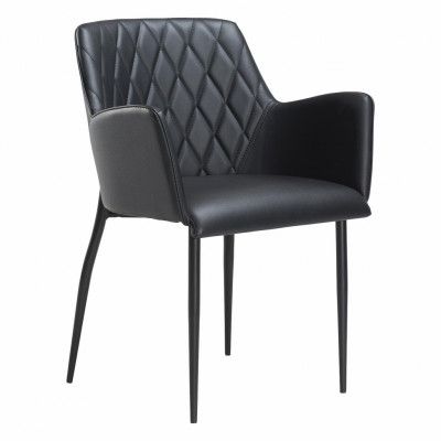 DAN-FORM Rombo Fåtölj - Svart Konstläder och Svart Stål