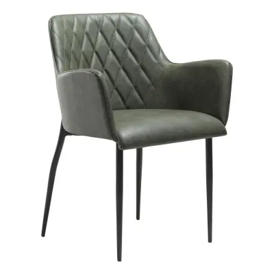 DAN-FORM Rombo Fåtölj - Vintage Grönt Konstläder och Svart Stål
