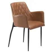 DAN-FORM Rombo Fåtölj - Vintage Ljusbrunt Konstläder och Svart Stål