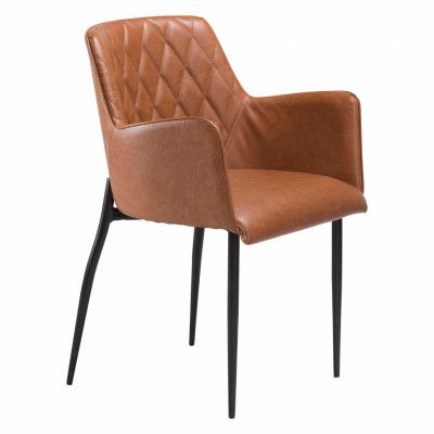 DAN-FORM Rombo Fåtölj - Vintage Ljusbrunt Konstläder och Svart Stål