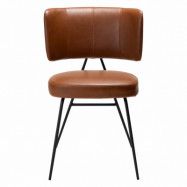 DAN-FORM Roost matbordsstol - vintage ljusbrunt konstläder och svart stål