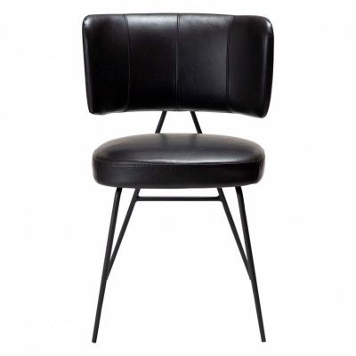 DAN-FORM Roost matbordsstol - vintage svart konstläder och svart stål