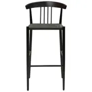 DAN-FORM Sava barstol, med ryggst&ouml;d och fotst&ouml;d - svart papperssn&ouml;re och svart st&aring;l