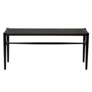 DAN-FORM Sava bänk, rektangulär - svart papperssnöre och svart stål (100x35)