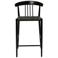 DAN-FORM Sava bänkstol, med ryggstöd och fotstöd - svart papperssnöre och svart stål