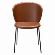 DAN-FORM Stay matbordsstol - vintage ljusbrunt konstläder och svart stål