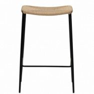DAN-FORM Stiletto barstol, med fotstöd - naturpapperssnöre och svart stål