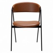 DAN-FORM Swell matbordsstol - vintage ljusbrunt konstläder och svart stål