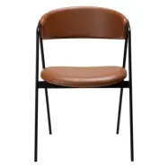 DAN-FORM Swell matbordsstol - vintage ljusbrunt konstl&auml;der och svart st&aring;l