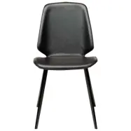 DAN-FORM Swing matbordsstol - svart konstl&auml;der och svart metall