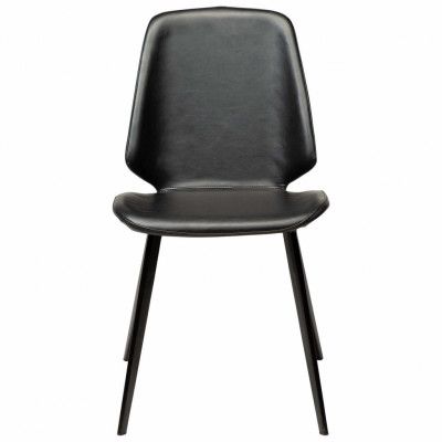 DAN-FORM Swing matbordsstol - svart konstläder och svart metall