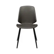 DAN-FORM Swing matbordsstol - vintage gr&aring; konstl&auml;der och svart st&aring;l