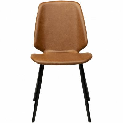 DAN-FORM Swing matbordsstol - vintage ljusbrunt konstläder och svart stål