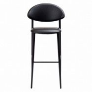DAN-FORM Tush barstol, med ryggstöd och fotstöd - vintage svart konstläder och svart stål