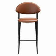 DAN-FORM Tush counter stol, med ryggstöd och fotstöd - vintage ljusbrunt konstläder och svart stål