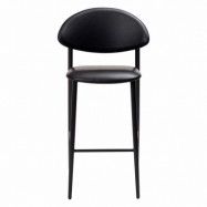 DAN-FORM Tush counter stol, med ryggstöd och fotstöd - vintage svart konstläder och svart stål