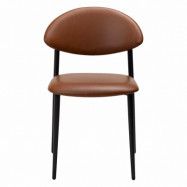 DAN-FORM Tush matbordsstol - vintage ljusbrunt konstläder och svart stål