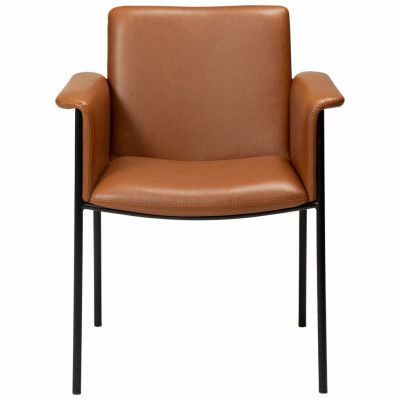 DAN-FORM Vale fåtölj - vintage ljusbrunt konstläder och svart stål