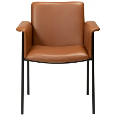 DAN-FORM Vale fåtölj - vintage ljusbrunt konstläder och svart stål