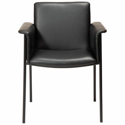 DAN-FORM Vale fåtölj - vintage svart konstläder och svart stål