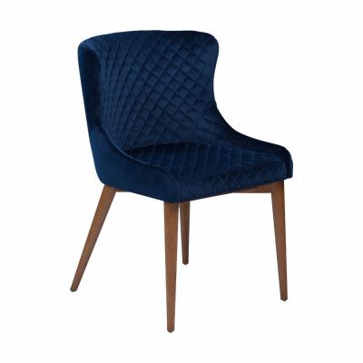 DAN-FORM Vetro fåtölj - blå velour och naturlig ek