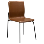 DAN-FORM Woof matbordsstol - vintage ljusbrunt konstläder och svart stål