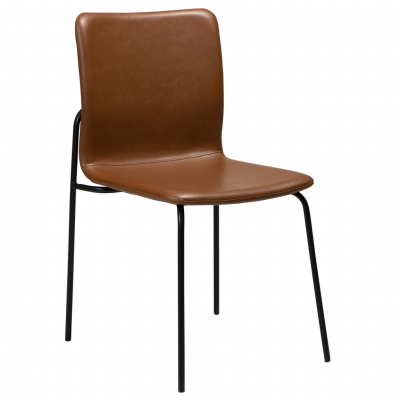 DAN-FORM Woof matbordsstol - vintage ljusbrunt konstläder och svart stål