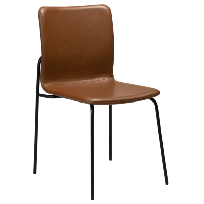 DAN-FORM Woof matbordsstol - vintage ljusbrunt konstläder och svart stål