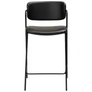 DAN-FORM Zed bänkstol, med ryggstöd, armstöd och fotstöd - vintage svart konstläder och svart stål