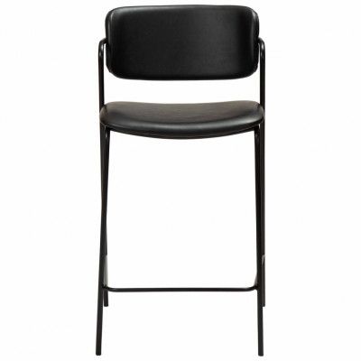 DAN-FORM Zed bänkstol, med ryggstöd, armstöd och fotstöd - vintage svart konstläder och svart stål