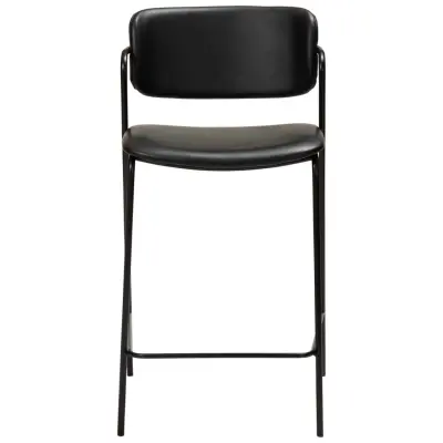 DAN-FORM Zed bänkstol, med ryggstöd, armstöd och fotstöd - vintage svart konstläder och svart stål