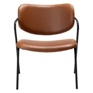 DAN-FORM Zed fåtölj, med armstöd - vintage ljusbrunt konstläder och svart stål
