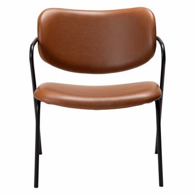 DAN-FORM Zed fåtölj, med armstöd - vintage ljusbrunt konstläder och svart stål