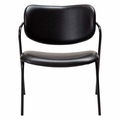DAN-FORM Zed fåtölj, med armstöd - vintage svart konstläder och svart stål