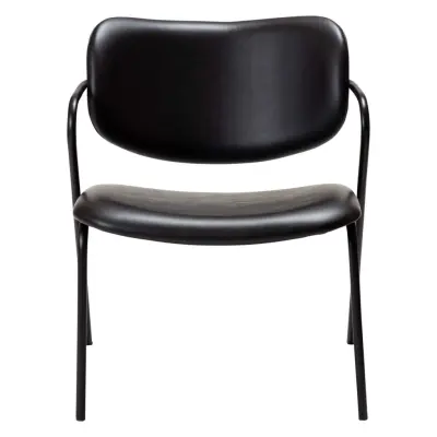 DAN-FORM Zed fåtölj, med armstöd - vintage svart konstläder och svart stål